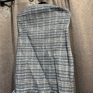 Blue and White Plaid Strapless dress